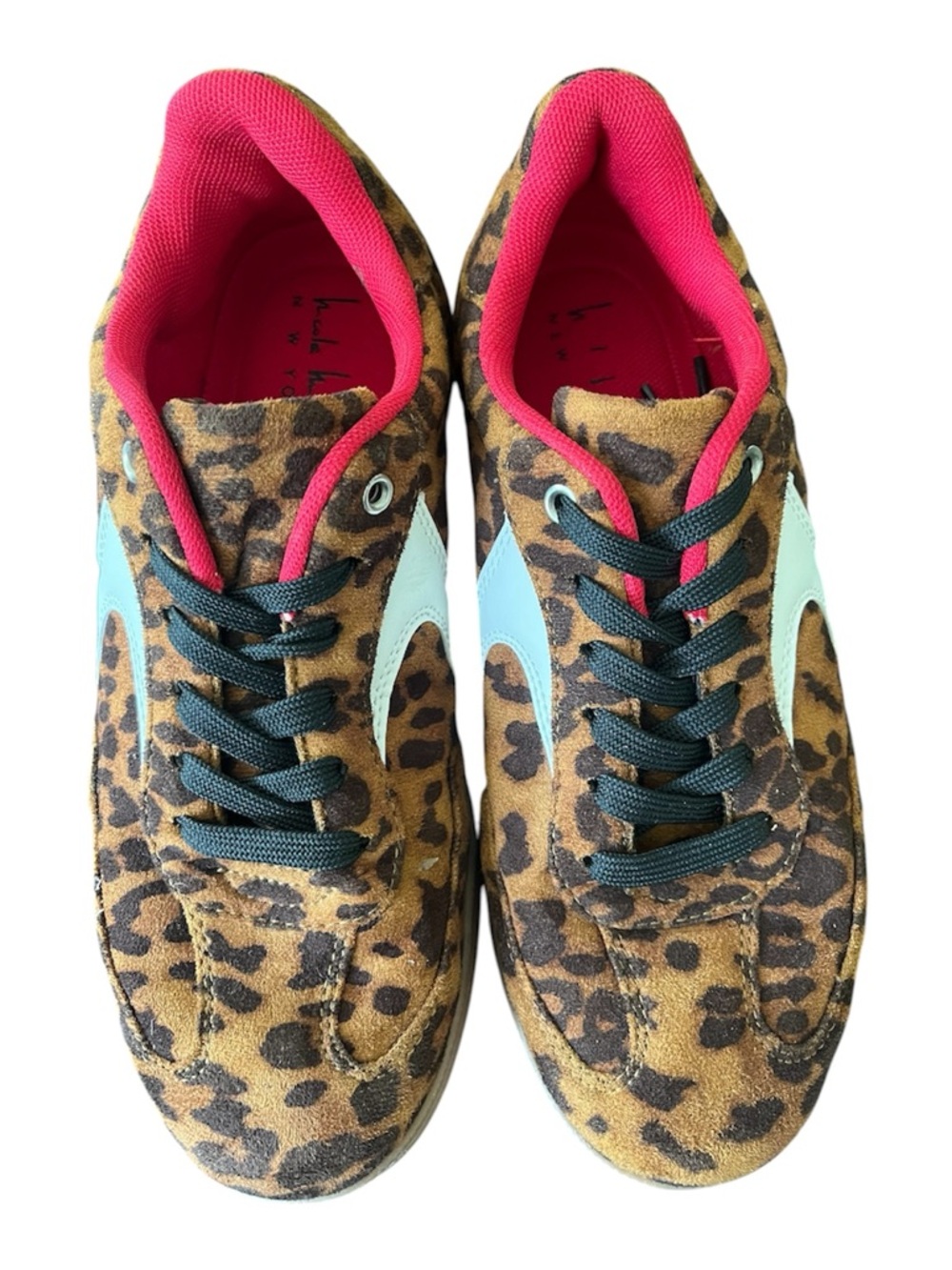 Nicole Miller Leopard Print Sneakers with White Swoosh